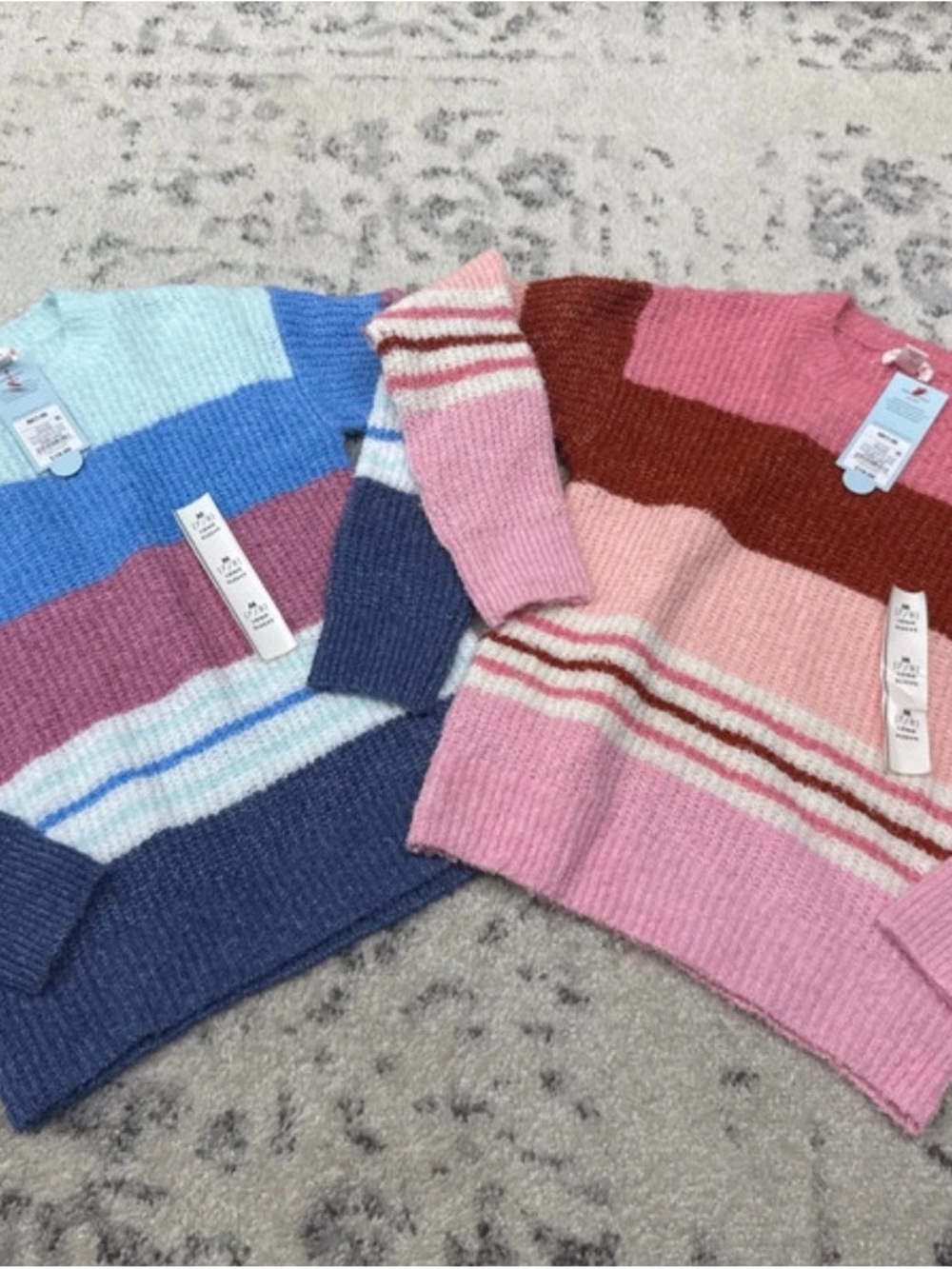 Cat & Jack Kids Striped Colorblock Sweaters in Blue, Pink & Rust